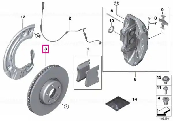 Disc frana ventilat, punte fata, dreapta, Ø348mm - BMW Seria 3 G20 G21, Seria 4 G22, Seria 5 G30 G31 G38, Seria 6 G32, Seria 7 G11 G12, Seria 8 G14 G15 G16, iX I20, X3 G01, X4 G02, X5 G05 G18, Z4 G29 Cumpără online