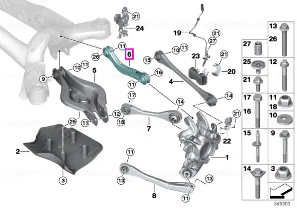 Brat suspensie stanga cu bucsa, punte spate - BMW i4 G26 Transport gratuit