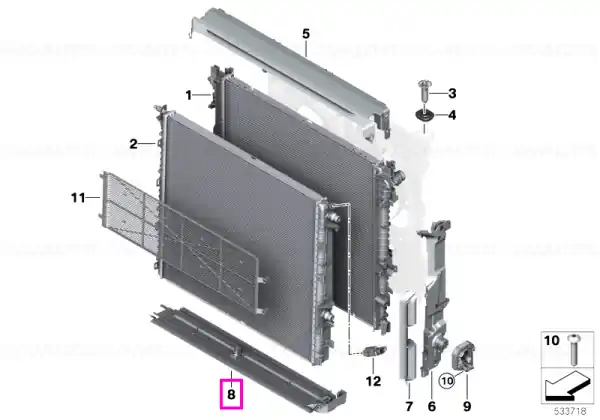 Lichidare de stoc Suport/Protectie inferioara radiator, sistem racire - BMW Seria 5 G60 G61 G68, Seria 7 G70