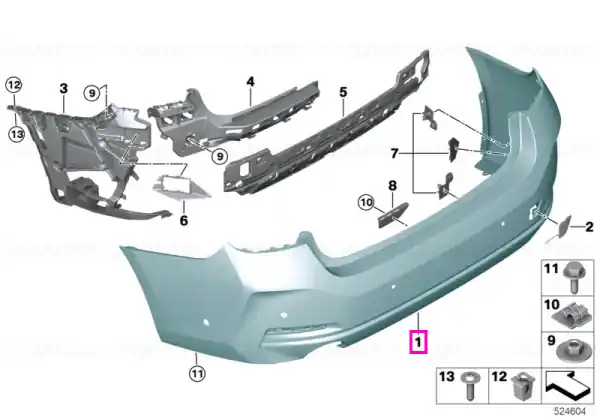 Lichidare de stoc Bara protectie spate, primerizata (PDC/Zweibordig) - BMW Seria 3 G20