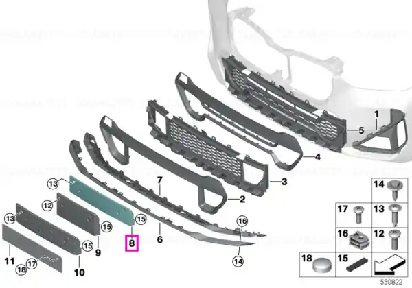 Retur gratuit Suport placuta inmatriculare fata, M, ECE - BMW X1L U12, X1 U11
