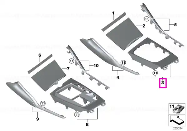 Central console trim - Al Rhombicle - BMW Livrare expres