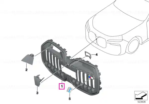 Grila ornamentala frontala, Shadowline/MPA - BMW Seria 7 G70 Livrare gratuită