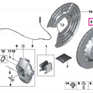 Disc frana ventilat si perforat, M Performance, punte spate, dreapta, Ø370mm - BMW Seria 2 F87M, Seria 3 F80M, Seria 4 F82M F83M Ofertă exclusivă