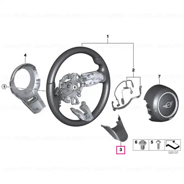 Reducere specială Capac volan - MINI Cabrio F57 LCI, Clubman F54 LCI, Countryman F60 LCI, F55 LCI, F56 BEV LCI, F56 LCI