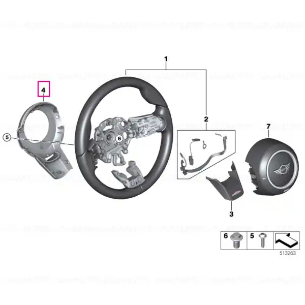 Acoperire volan - MINI Cabrio F57 LCI, Clubman F54 LCI, Countryman F60 LCI, F55 LCI, F56 BEV LCI, F56 LCI Popular