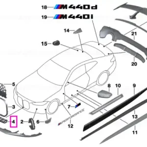 Grila inferioara bara fata, negru lucios, "BMW M Performance" - BMW Seria 4 G22 G23 Doar azi