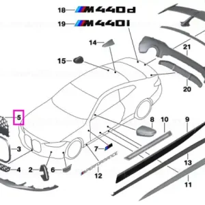 Retur gratuit Grila superioara bara fata, negru lucios, "BMW M Performance" - BMW Seria 4 G22 G23