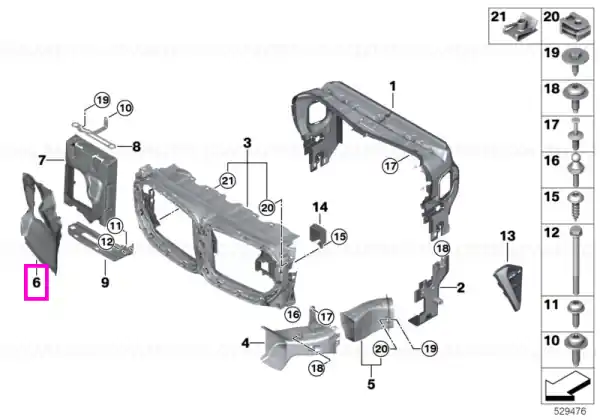 Super ofertă Ornament aer racire radiator, partea stanga – BMW X5M F95 LCI; X6M F96 LCI