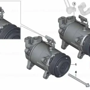Compresor Aer Conditionat, fara cupla magnetica (R134A/R1234YF) - BMW Seria 1 F52, Seria 2 F45 F46, Seria 7 G11 G12, X1 F48, X2 F39, X3 F25, X4 F26 - Mini Cabrio F57, Clubman F54, Countryman F60, F55 F56 Preț mic