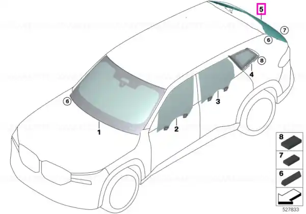 Ofertă limitată Luneta originala BMW, SSG (Sun Protection Glazing) - BMW XM G09