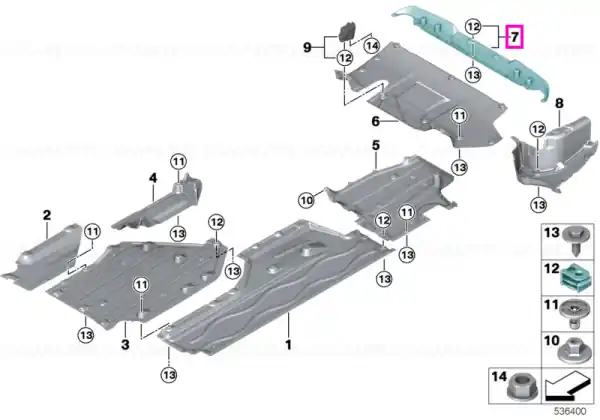 Difuzor inferior spate - BMW Seria 5 G60 G61 Doar azi