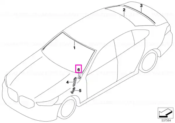 Super ofertă Ornament scurgere apa parbriz, dreapta - BMW Seria 5 G60 G61 G68 G90 G99 M5