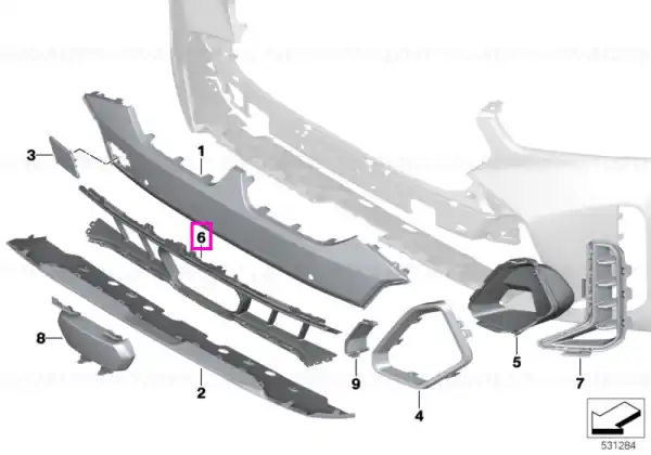 Grila centrala admisie aer, M, bara protectie fata - BMW X6 G06 Livrare rapidă