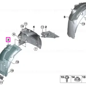 Cumpărături sigure Carenaj pasaj roata aripa fata, stanga, sectiunea frontala - BMW Seria 5 G60 G61