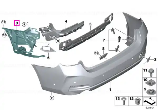 Expediere rapidă Suport bara protectie spate dreapta - BMW Seria 3 G20 LCI