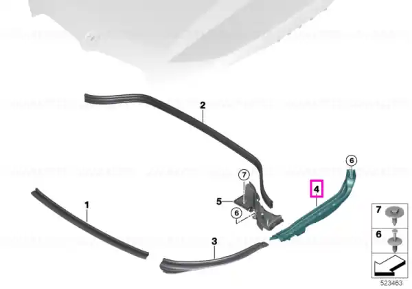Element etansare capota motor, stanga - BMW X1L U12, X1 U11 Noutate