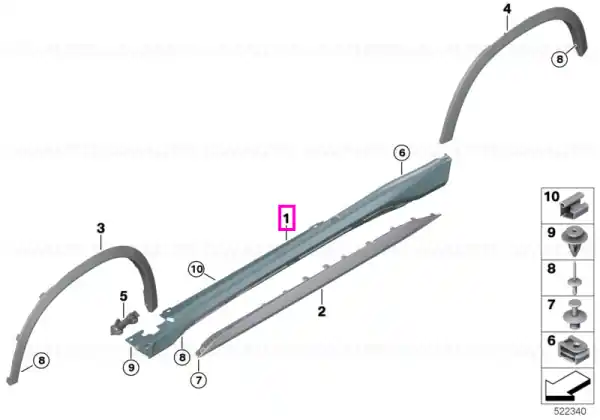 Popular Ornament prag lateral stanga, primerizat, Basic - BMW X1L U12, X1 U11