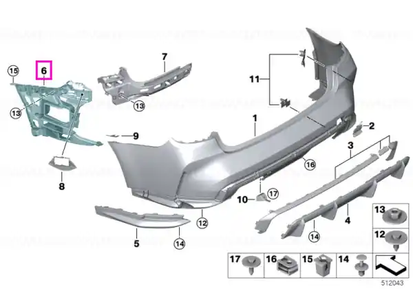 Disponibil imediat Suport lateral dreapta, bara protectie spate - BMW Seria 3 G81 M3 - tip motor S58