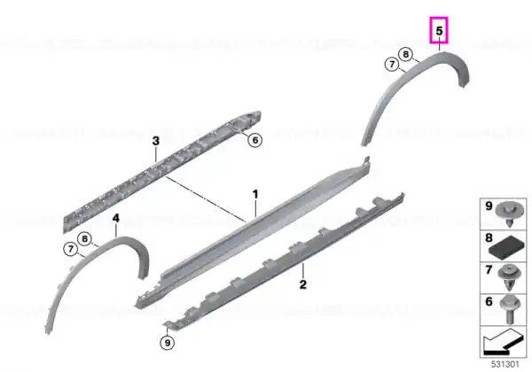 Transport gratuit Ornament roata spate, dreapta, pe aripa, primerizat, M - BMW X6 G06 LCI