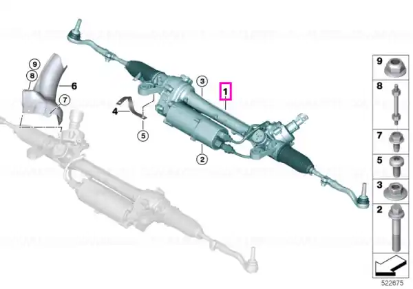 Caseta de directie electrica - BMW Seria 5 G30 G31, Seria 6 G32, Seria 7 G11 - de la 01.09.2019 - fara 02VH (Integral active front steering) / fara 02VL (Variable sport steering) Livrare gratuită