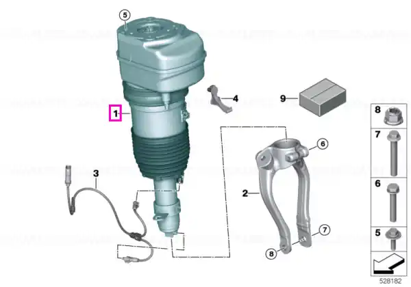 Amortizor pneumatic suspensie, punte fata, dreapta, MPA - BMW Seria 7 G70 Bestseller