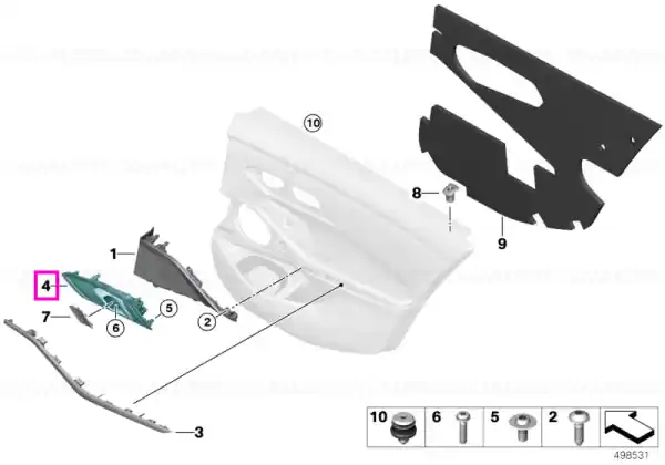 Maner interior usa spate, dreapta, negru - BMW Seria 3 G20 G21 G28 G80 G81 M3, i3L G28 Premium