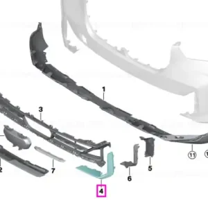 Retur ușor Ornament grila laterala bara protectie fata, dreapta - BMW X5 G05 LCI