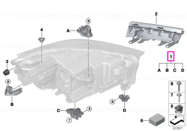 Kit reparatie elemente fixare far dreapta - BMW X1 U11 U12, X2 U10 Preț mic