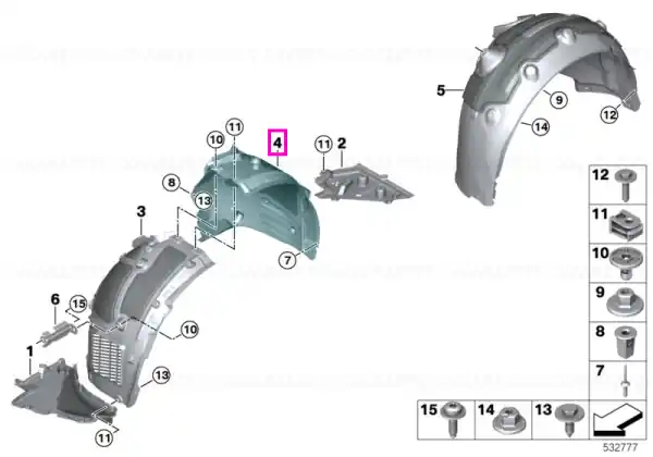 Ofertă Carenaj pasaj roata aripa fata, stanga, sectiunea posterioara - BMW Seria 5 G60 G61