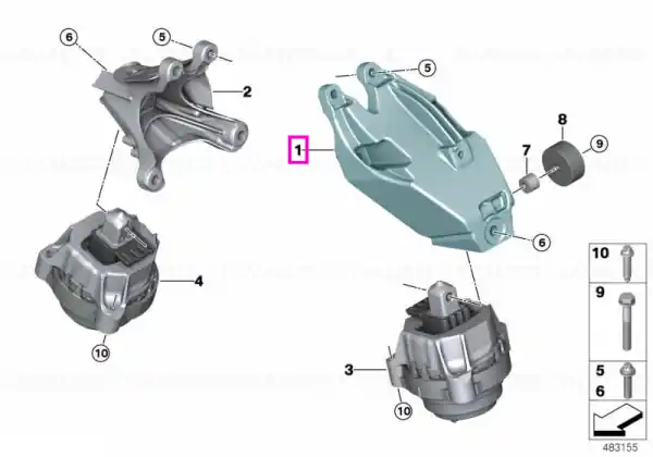 Suport motor, stanga - BMW X5 G05 F95 M, X6 G06 F96 M, X7 G07, XM G09 Ultima șansă