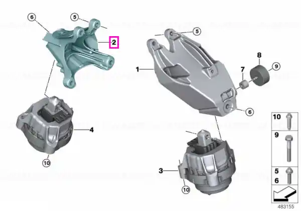 Suport motor, dreapta - BMW Seria 5 G90 G99 M5, Seria 7 G70, X5 G05 F95 M, X6 G06 F96 M, X7 G07, XM G09 Premium