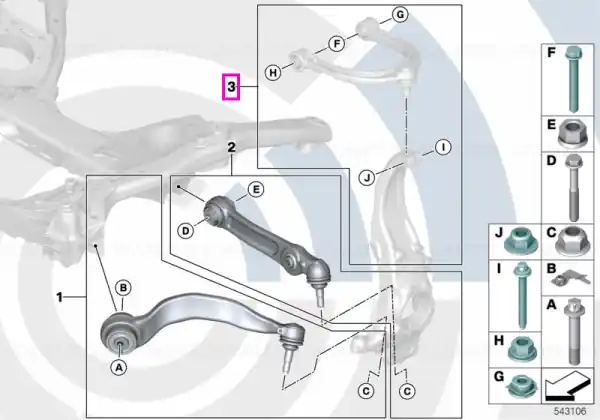 Set elemente instalare brat superior suspensie, punte fata, Kit Value Parts - BMW Seria 5 G30 G31 G38, Seria 6 G32 Comandă acum