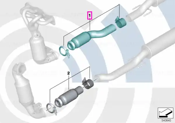 Lichidare de stoc Ansamblu conducta intermediara cu element decuplare, sistem evacuare, Kit Value Parts - Mini Cabrio R57, Clubman R55, Coupe R58, Roadster R59, R56 - tip motor N12, N16