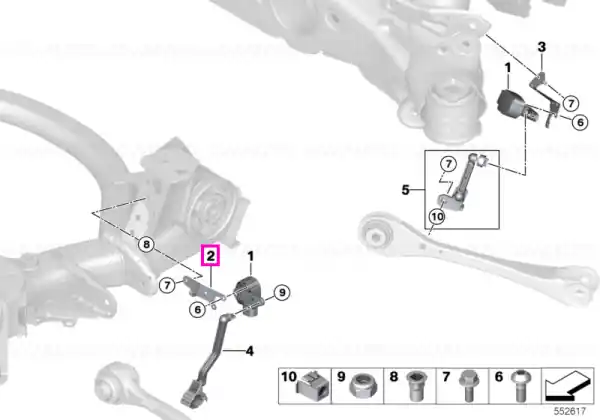 Suport senzor nivel vertical faruri, fata, stanga - BMW i3L G28 BEV, i4 G26 Livrare expres
