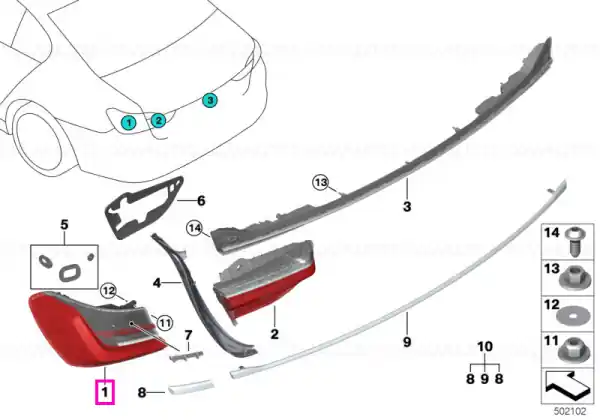 Ieftin Lampa stop, pe aripa spate, stanga - BMW Seria 7 G11 G12