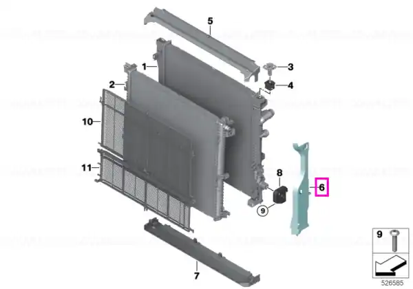 Capac stanga montaj radiator - BMW X5 G05 LCI, XM G09 - tip motor B58X Bestseller