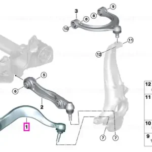 Brat suspensie roata, cu bucsa cauciuc, punte fata, stanga - BMW Seria 5 G60 G61 Livrare rapidă
