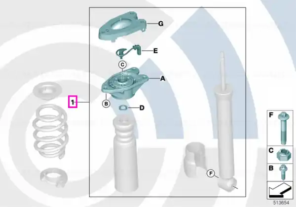 Comandă acum Set reparatie rulment suport amortizor suspensie, punte spate, Kit Value Parts - BMW Seria 5 G30