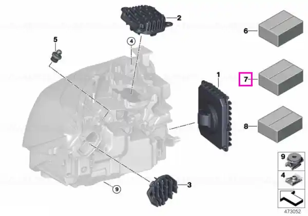 Preț mic Set, piese mici reparatie far - BMW Seria 3 F34 GT LCI